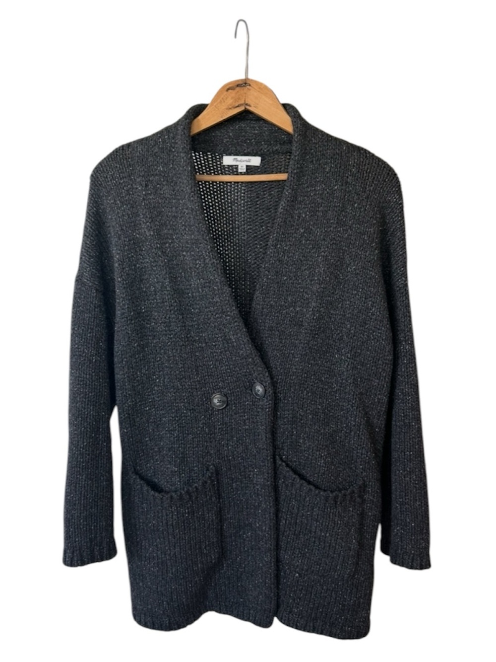 Madewell | Women’s Charcoal Grey/White  Mottled Oversized Cardigan Sweater Sz XS